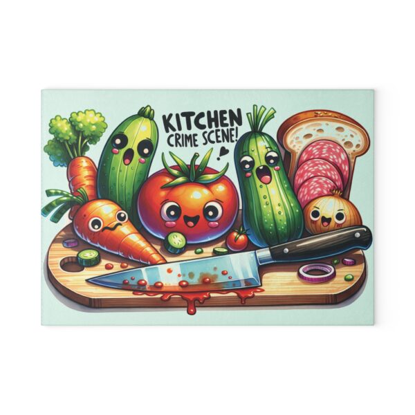 Kitchen Crime Scene Glass Cutting Board - Image 2