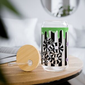 Edgy Snake Sipper Glass, 16oz - Cool Drinkware, Eco-Friendly Jar, Unique Gift, Gothic Home Decor, Reusable Beverage Container