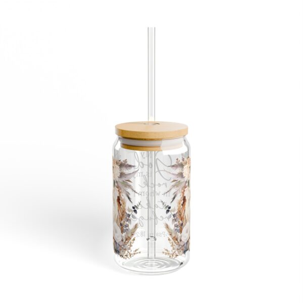 Floral Inspirational Sipper Glass 16oz - My God is My Rock Design - Image 4
