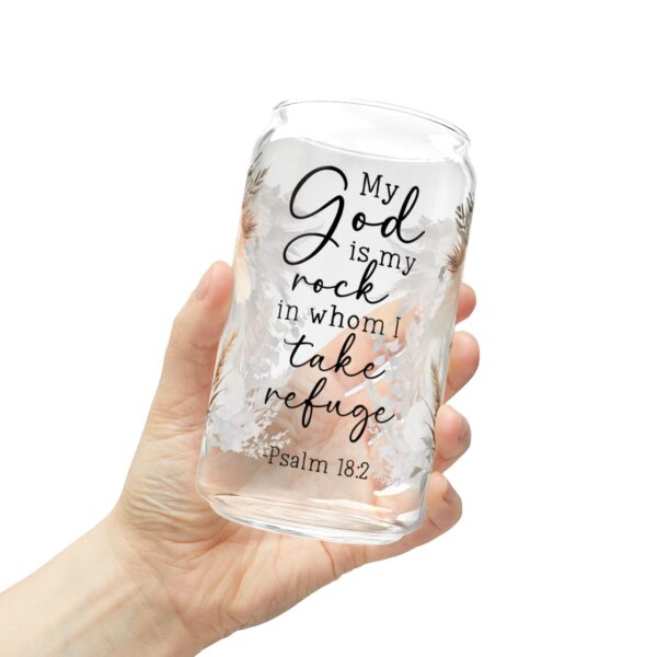 Floral Inspirational Sipper Glass 16oz - My God is My Rock Design - Image 13
