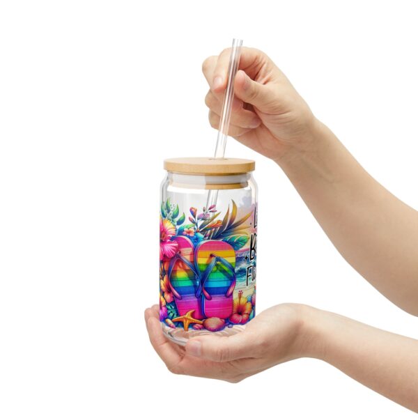 Vibrant Floral Sipper Glass, Rainbow Glass with Straw, Colorful Drinkware for Parties, Eco-friendly Sippers, Summer Hydration [...] - Image 6