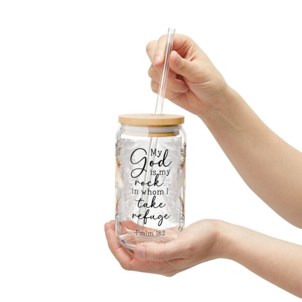 Floral Inspirational Sipper Glass 16oz - My God is My Rock Design - Image 7