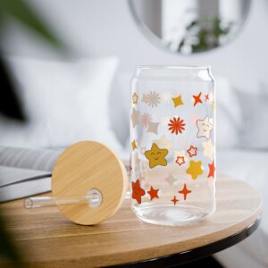 Colorful Starry Sipper Glass - 16oz Drinkware for Fun & Festive Moments, Perfect for Picnics, Parties, or Home Decor, Dishwasher Safe, [...]