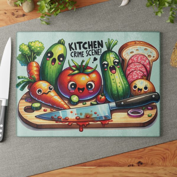 Kitchen Crime Scene Glass Cutting Board - Image 8