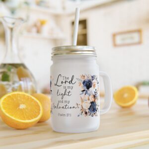 Floral Inspirational Mason Jar, Cute Drinking Jar, Bible Quote Mug, Gift for Friends, Party Favors, Home Decor