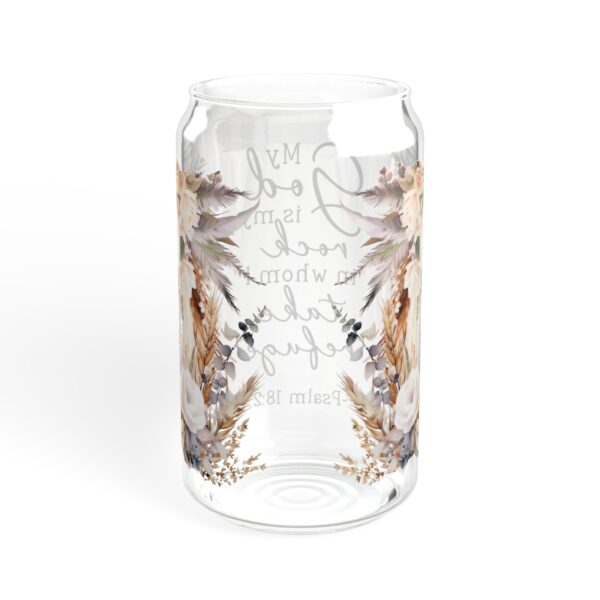Floral Inspirational Sipper Glass 16oz - My God is My Rock Design - Image 11