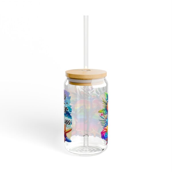 Vibrant Floral Sipper Glass, Rainbow Glass with Straw, Colorful Drinkware for Parties, Eco-friendly Sippers, Summer Hydration [...] - Image 3