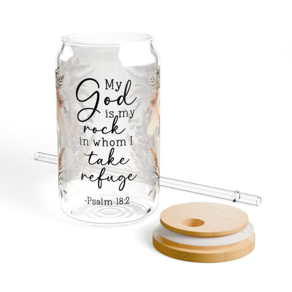 Floral Inspirational Sipper Glass 16oz - My God is My Rock Design - Image 8