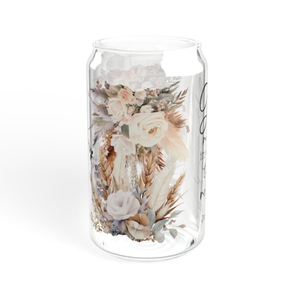 Floral Inspirational Sipper Glass 16oz - My God is My Rock Design - Image 10