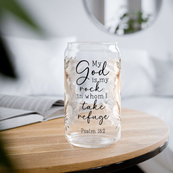 Floral Inspirational Sipper Glass 16oz - My God is My Rock Design - Image 14