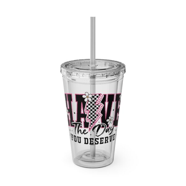 “Have the day you deserve” Tumbler - 16oz Travel Cup, Perfect for Daily Hydration, Inspirational Drinkware, Gift for Friends, Office Use, [...] - Image 5