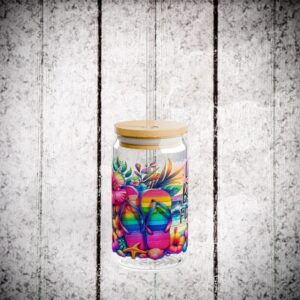 Vibrant Floral Sipper Glass, Rainbow Glass with Straw, Colorful Drinkware for Parties, Eco-friendly Sippers, Summer Hydration [...]