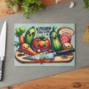 Kitchen Crime Scene Glass Cutting Board