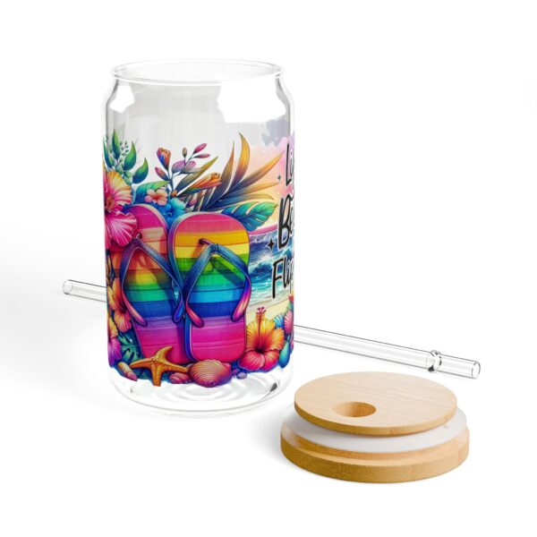 Vibrant Floral Sipper Glass, Rainbow Glass with Straw, Colorful Drinkware for Parties, Eco-friendly Sippers, Summer Hydration [...] - Image 8