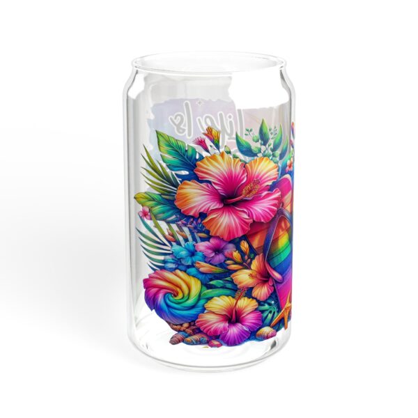 Vibrant Floral Sipper Glass, Rainbow Glass with Straw, Colorful Drinkware for Parties, Eco-friendly Sippers, Summer Hydration [...] - Image 10