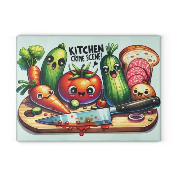 Kitchen Crime Scene Glass Cutting Board - Image 5